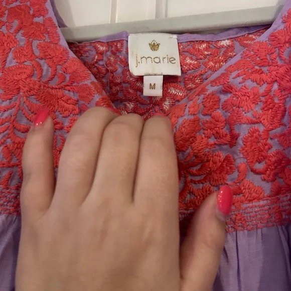 J Marie Embroidered Women's Top - Purple and Pink - Picture 2 of 3
